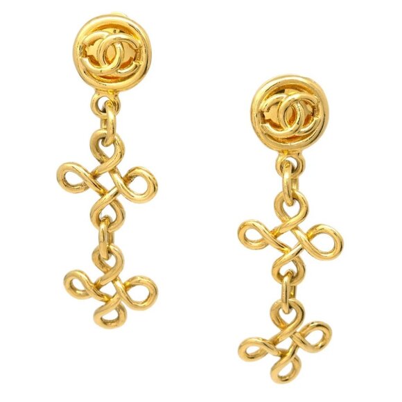 Chanel Dangle Earrings Clip-On Gold 93P/2930 - Picture 1 of 4